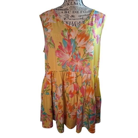 Bestage Dresses & Skirts - Womens Large Yellow Floral sleeveless dress